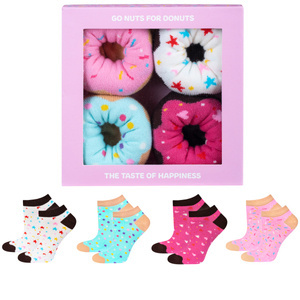 Set of 4x SOXO Women's Feet Colorful Donuts in a Gift Box