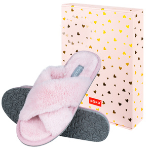 SOXO women's soft pink slippers in gift box with stickers