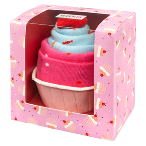 Set of 2x Women's SOXO cupcake socks in a fun gift pack