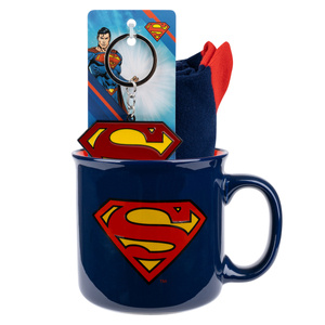 Superman sock mug and key ring set