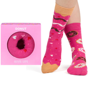 Women's SOXO Donat socks in a pink box, perfect for a gift