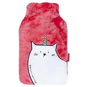 BIG 1.8L SOXO hot water bottle in a soft cover - a plush unicorn cat for a gift