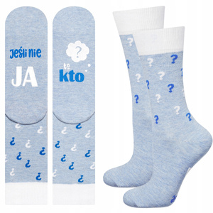 Blue women's socks SOXO long with funny inscriptions cotton
