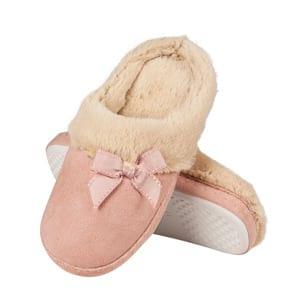 Classic pink SOXO women's slippers with fur and a bow