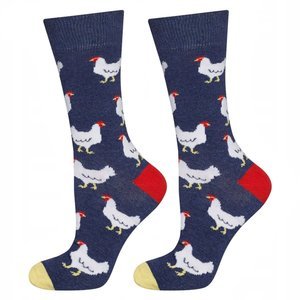 Colorful SOXO GOOD STUFF men's socks, funny hen