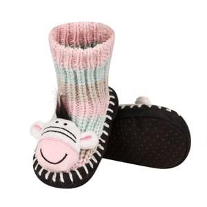 Colorful SOXO baby slippers with a zebra