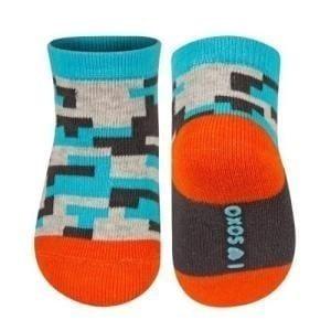 Colorful SOXO baby socks with boys' patterns