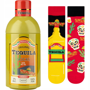 Colorful men's socks SOXO GOOD STUFF Tequila in a funny bottle cotton
