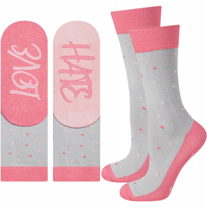 Colorful women's socks SOXO long with love inscriptions made of cotton