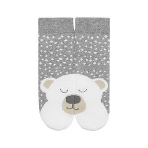 Gray children's socks SOXO with warm terry cloths teddy bear