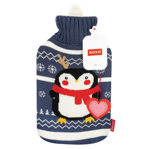 Hot water bottle SOXO LARGE 1.8L penguin sweater thermometer ideal gift idea