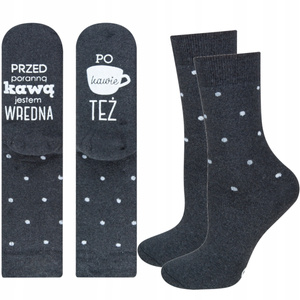 Long Women's Socks SOXO dark with inscriptions funny terry gift