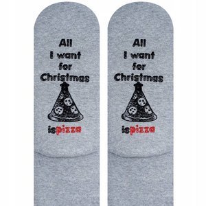 Men's Long Socks SOXO with inscriptions pizza holidays Christmas gift