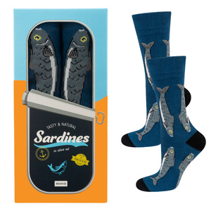 Men's SOXO colorful socks sardines in a box