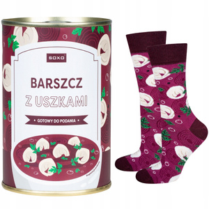Men's | Women's colorful SOXO GOOD STUFF socks borscht with canned