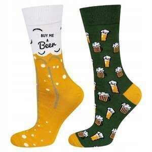 Men's colorful SOXO GOOD STUFF socks mismatched funny beer