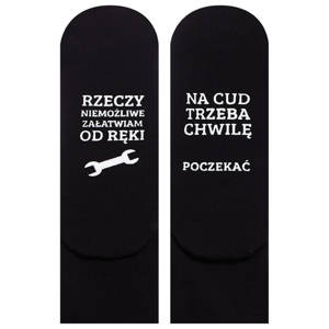 Men's long black SOXO socks with Polish inscriptions cotton funny