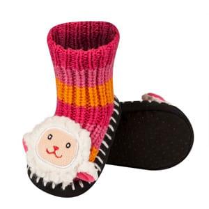 Pink SOXO baby slippers with a sheep