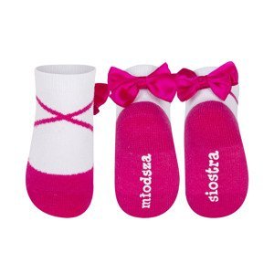 Pink SOXO baby socks ballerinas with an inscription