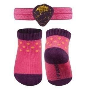Pink SOXO baby socks set with headband