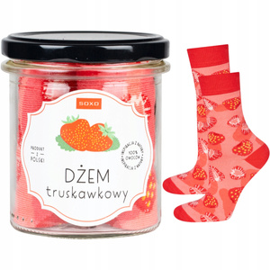 SOXO GOOD STUFF red women's socks funny strawberry jam in a jar