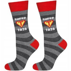SOXO Men's occassional socks with inscription "Super Tata"