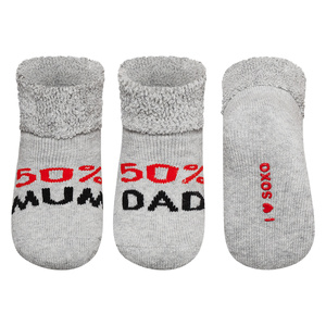 SOXO gray baby socks with inscriptions