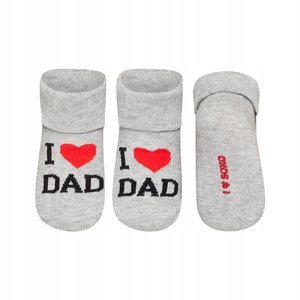 SOXO light gray baby socks with gift inscriptions