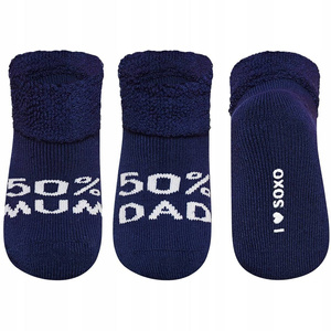SOXO navy blue baby socks with inscriptions