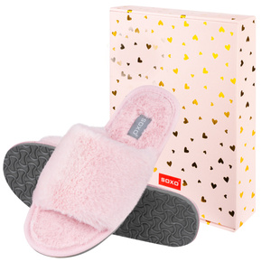 SOXO women's soft pink slippers in gift box with stickers
