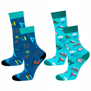 Set of 2x Children's Socks SOXO geography mathematics