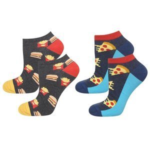 Set of 2x Colorful men's feet SOXO GOOD STUFF cotton pizza