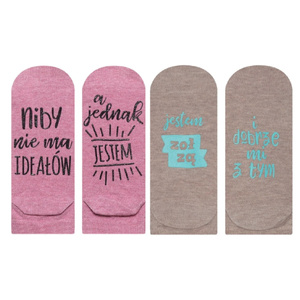 Set of 2x Women's Feet with SOXO inscriptions funny