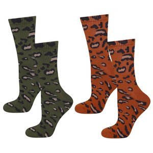 Set of 2x Women's Socks SOXO elegant cotton with leopard print