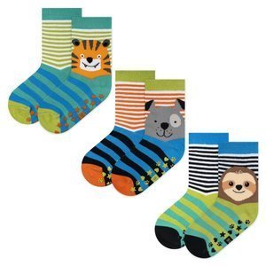Set of 3x Colorful Children's Socks SOXO with stripes with animals