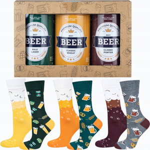 Set of 3x Colorful Men's Socks SOXO GOOD STUFF funny beer in a can for a gift