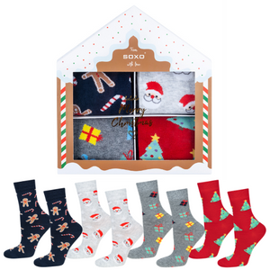 Set of 4x Colorful  Women's Socks SOXO GOOD STUFF Christmas Gift