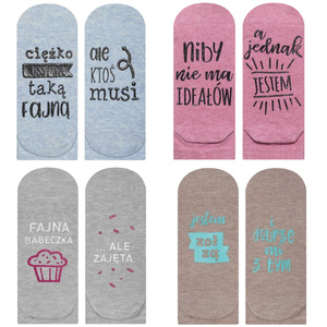 Set of 4x Colorful Women's Socks with inscriptions SOXO