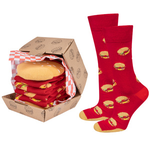 Women | Men's SOXO hamburger socks in a Unisex box