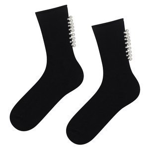 Women's Classic Socks SOXO black with pearls cotton