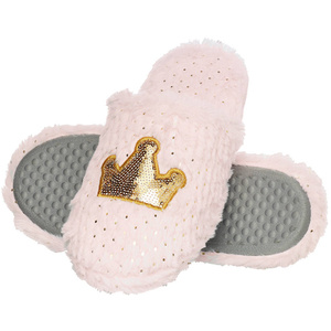 Women's slippers SOXO fluffy with a hard TPR sole