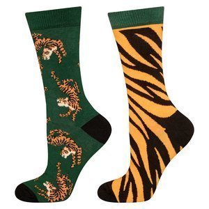Women's socks SOXO colored with mismatched tigers