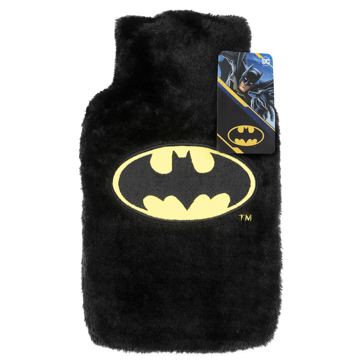 Big black hot water bottle 1.8l SOXO in a soft BATMAN cover Batman
