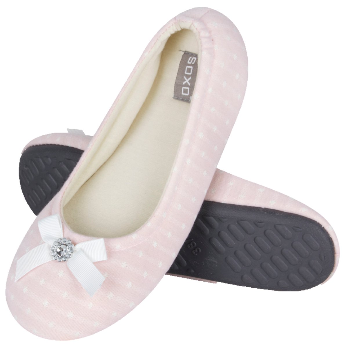 Women's SOXO ballerina slippers with diamond and hard sole pink WOMEN SLIPPERS \ BALLERINAS WOMEN'S DAY \ WOMEN \ Slippers | Wholesale socks, slippers