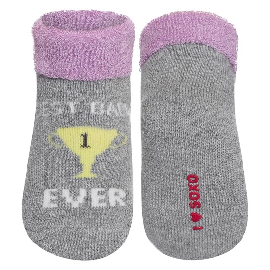 Colorful SOXO baby socks with inscriptions