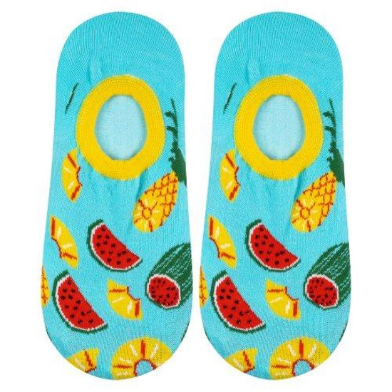 Colorful SOXO women's socks for ballerinas with silicone, watermelon and pineapple
