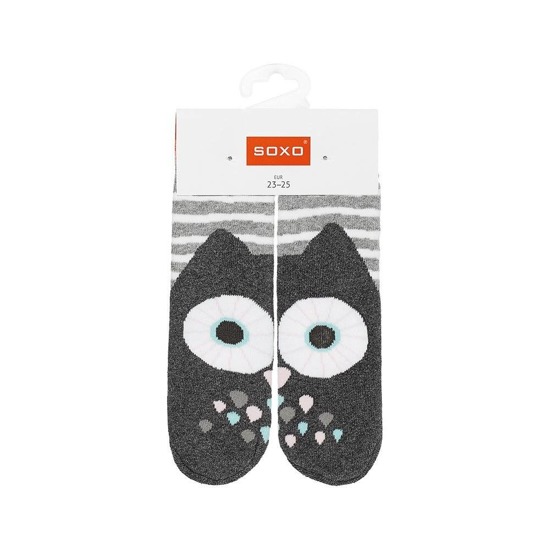 Gray children's socks SOXO warm terry cheerful owl