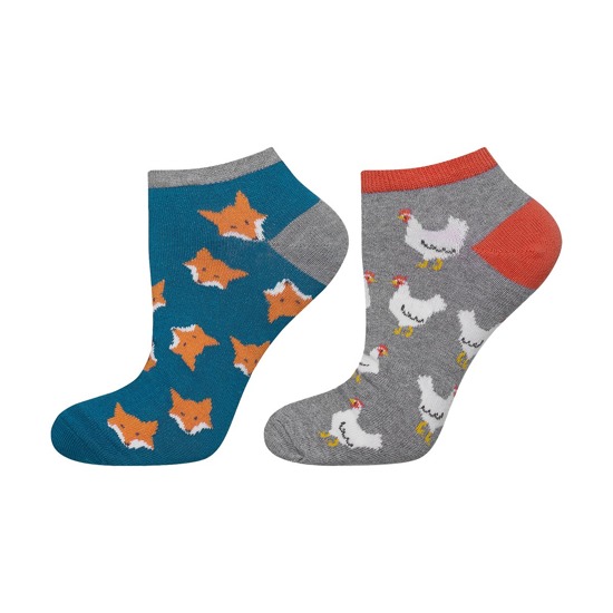 Mens socks SOXO GOOD STUFF mismatched - foxes and chickens