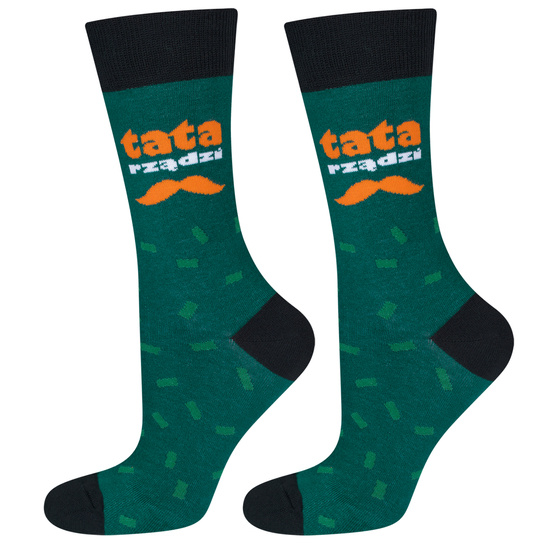 Men's socks colorful SOXO GOOD STUFF with the inscription "Tata Rządzi" | Father's Day gift 