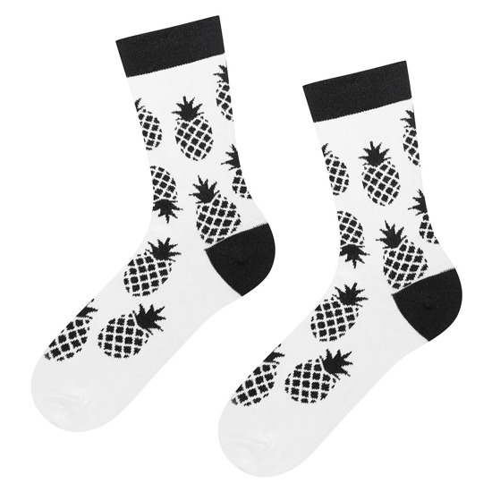 SOXO GOOD STUFF Women's socks black and white "Pineapple"